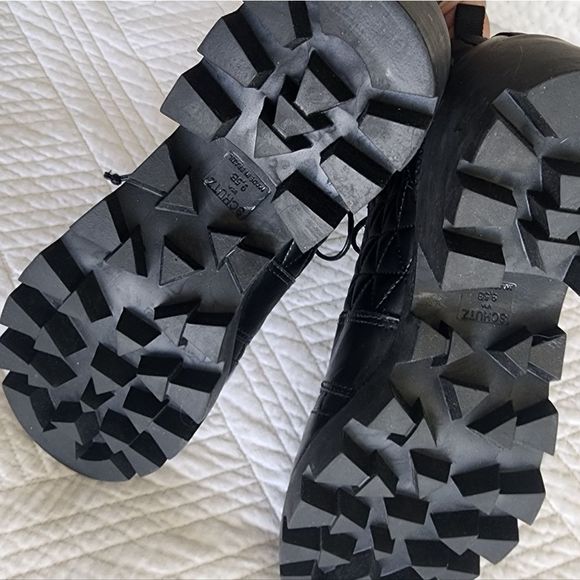 Schutz cory quilted lace up chunky heel combat boots - Picture 10 of 12